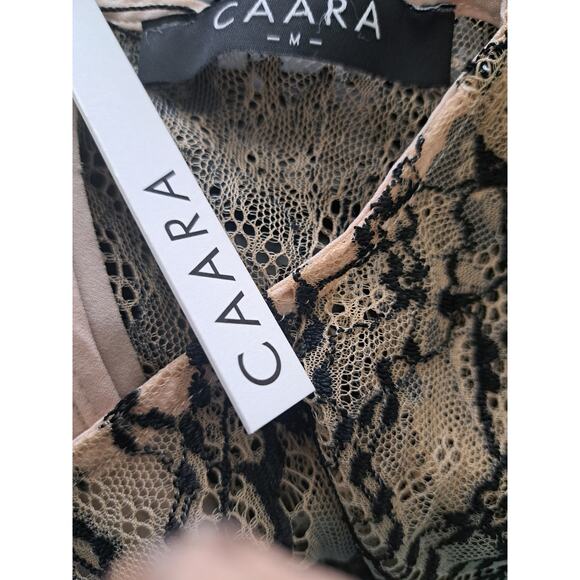 Caara Scalloped Lace Shift Dress Black Beige Size Medium NWT - Picture 9 of 9